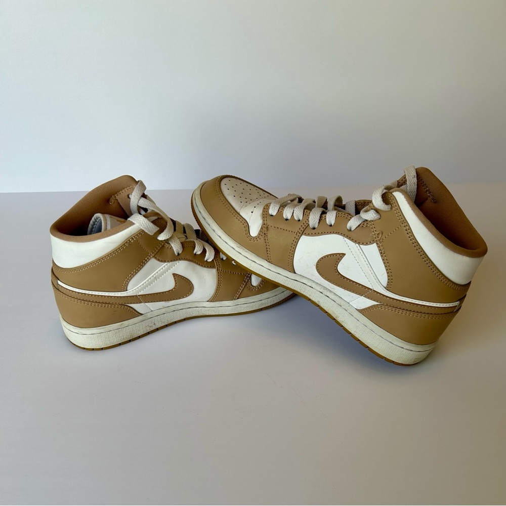 Nike Air Jordan Unisex Tan and White Mid Sneakers